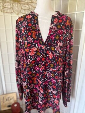 Maeve Size 14 Boho Floral Animal-Print Rayon Top